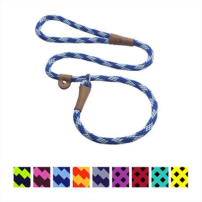 Mendota Pet Large Slip Checkered Dog Leash, Diamond Sapphire, 1/2-in x 4-ft