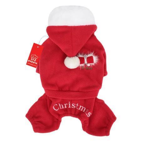 Puppia Santa Dog Jumpsuit, Red, Medium, Medium