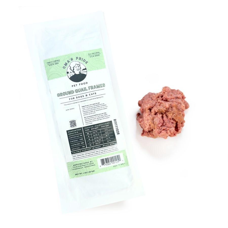 Oma's Pride Exotic Ground Quail Frames Frozen Dog & Cat Food, 1-lb