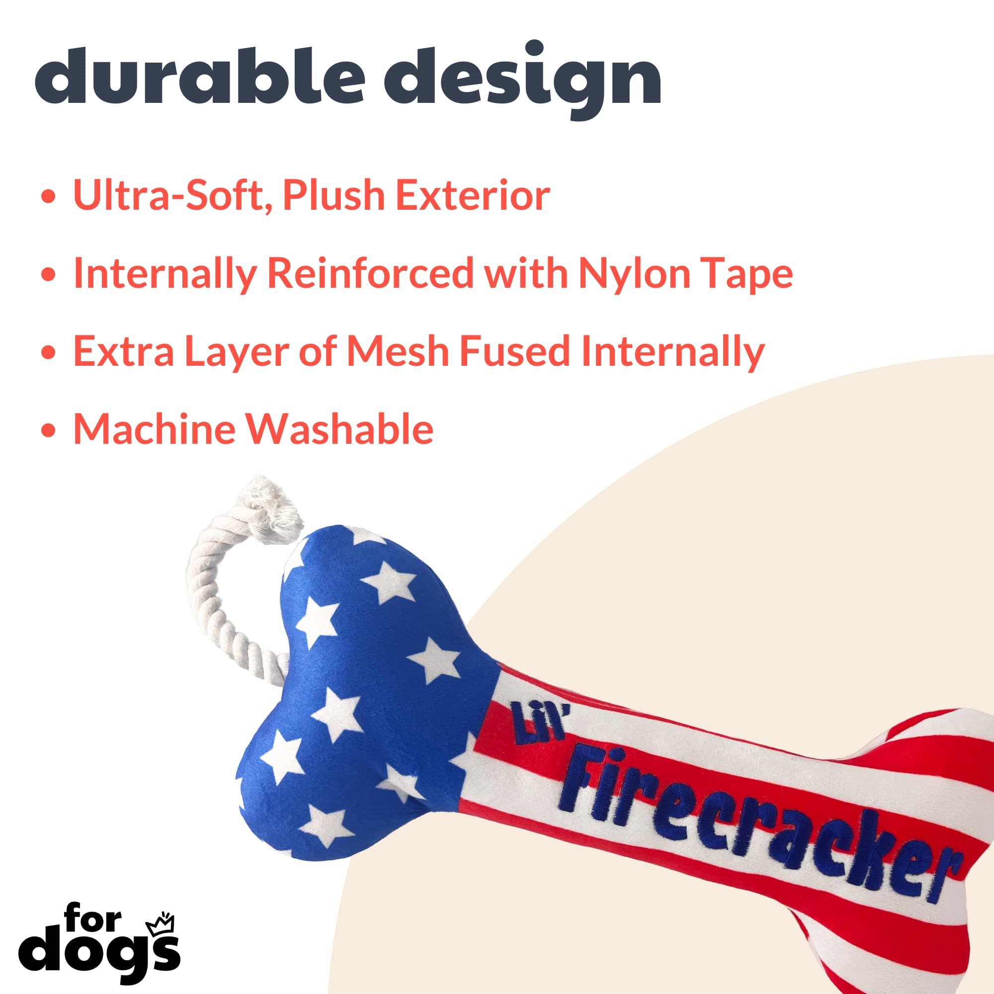 Huxley & Kent Power Plush Lil' Firecracker Bone Dog Toy, Large