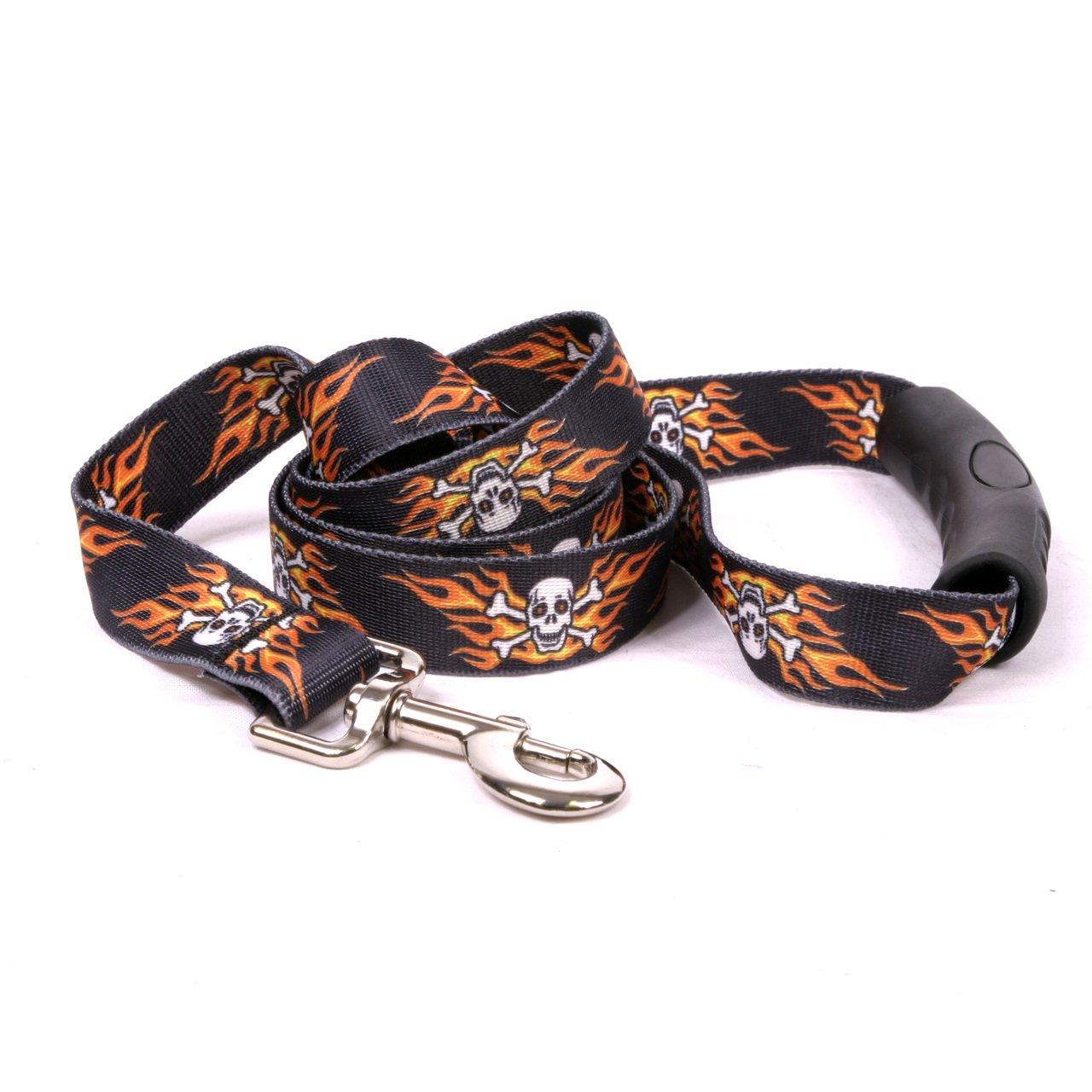 Yellow Dog Design EZ Grip Dog Leash, Flaming Skulls