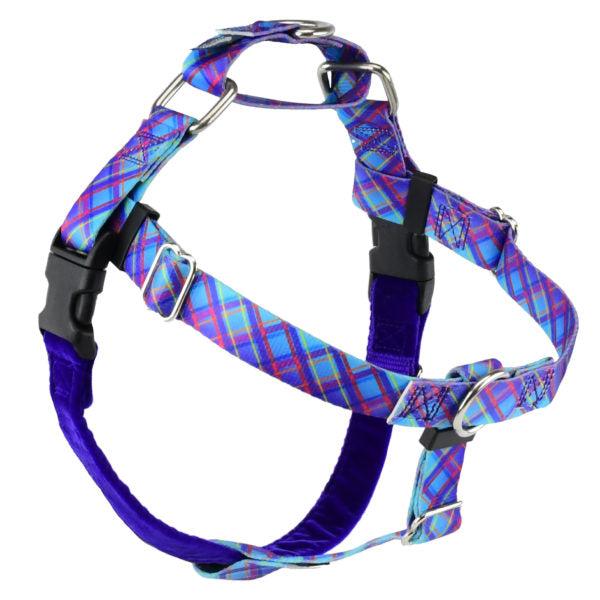 2 Hounds Design Freedom No-Pull Dog Harness, Twilight Glow Blue Plaid, 5/8-in x 14-20-in