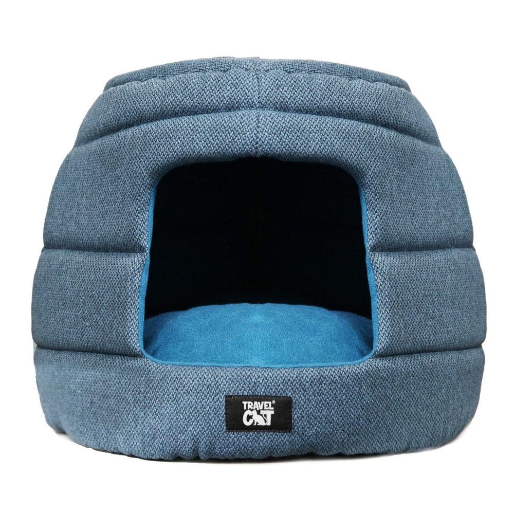 Travel Cat The Meowbile Home Convertible Cat Bed & Cave, Heather Blue, 25 x 18 x 17-in