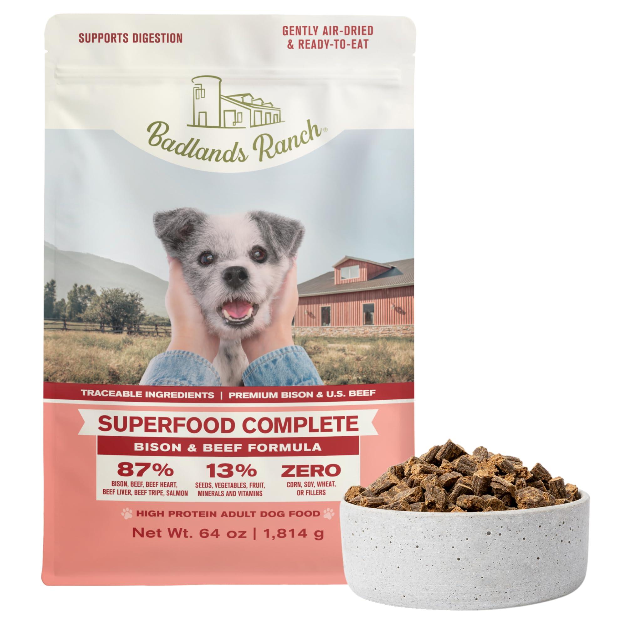 Badlands Ranch Superfood Complete Bison & Beef Air-Dried Dog Food, 64-oz