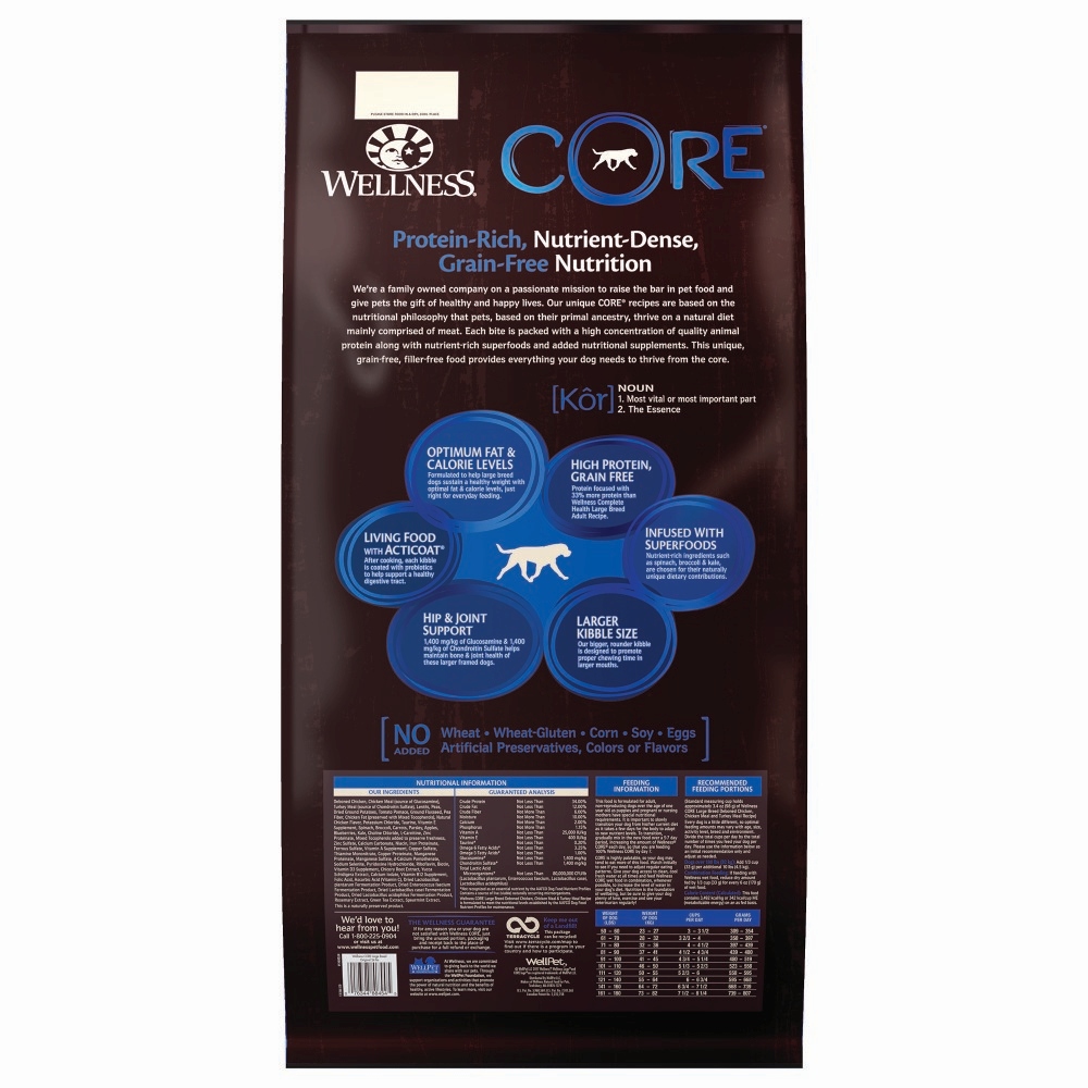 Wellness CORE Grain-Free Large Breed Chicken & Turkey Dry Dog Food, 24-lb