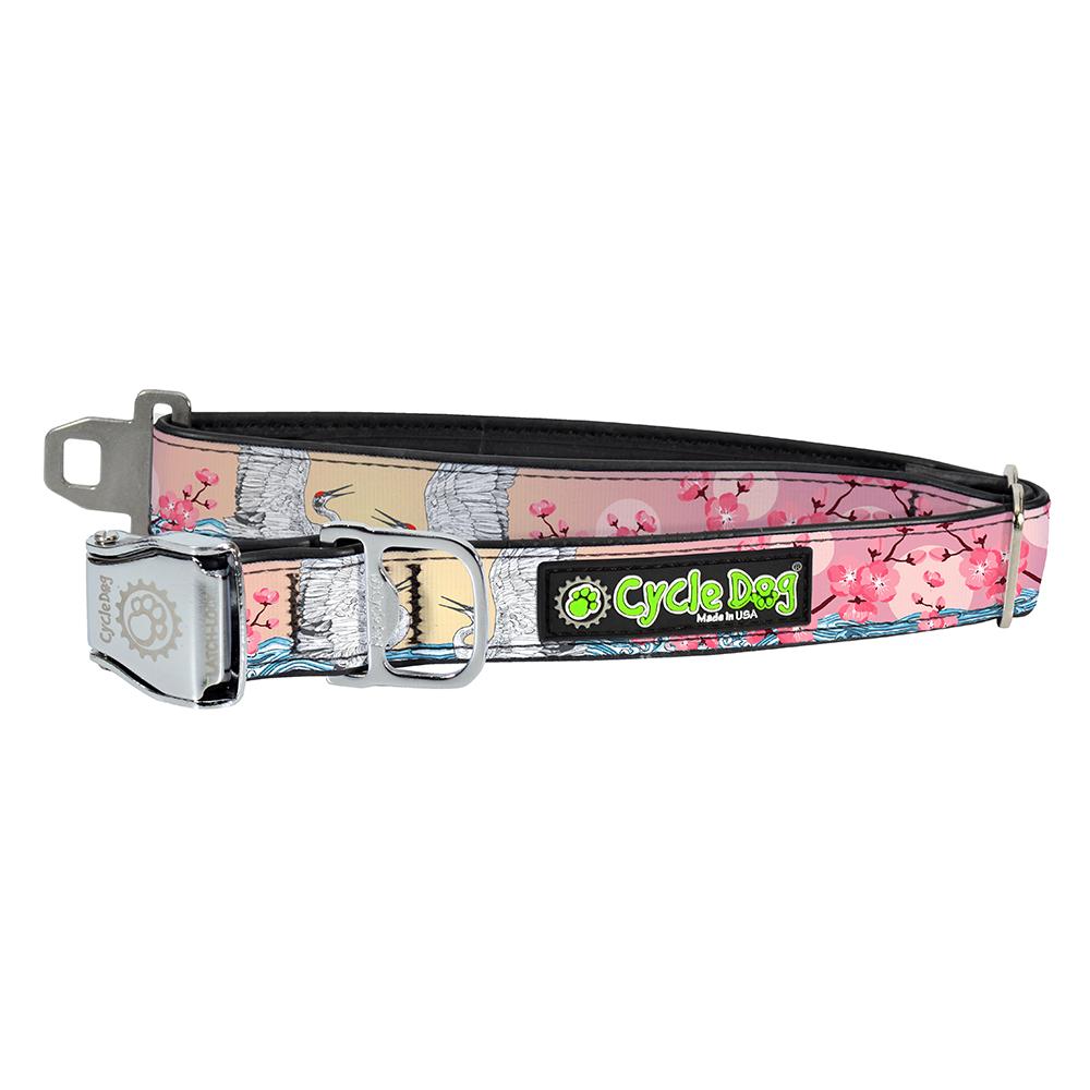 Cycle Dog RegWidth Collar with Metal Buckle for Dogs, Cherry Blossom Crane