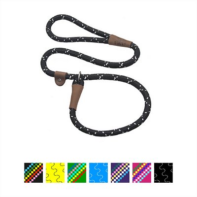 Mendota Pet Large Slip Confetti Printed Dog Leash, Night-Viz Black, 1/2-in x 6-ft