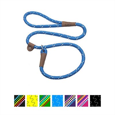 Mendota Pet Large Slip Confetti Printed Dog Leash, Night-Viz Blue, 1/2-in x 6-ft