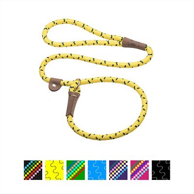 Mendota Pet Large Slip Confetti Printed Dog Leash, Hi-Viz Yellow, 1/2-in x 4-ft