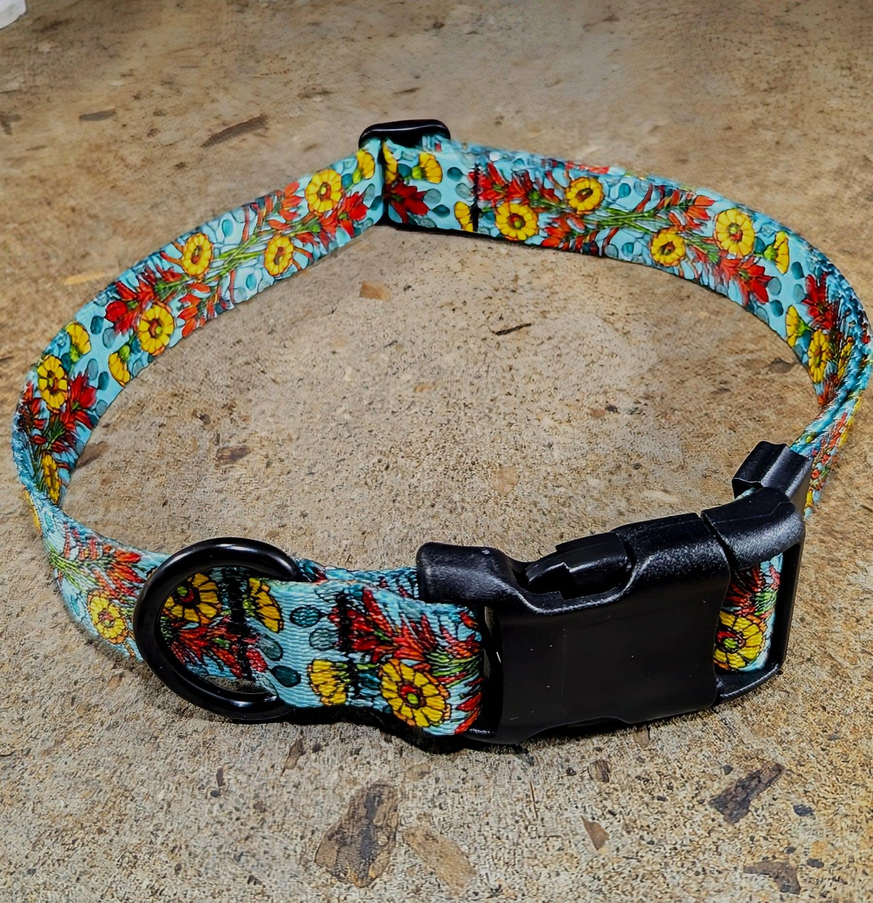MTN Straps Dog Collar, Wild Flowers, Small (9-14-in)