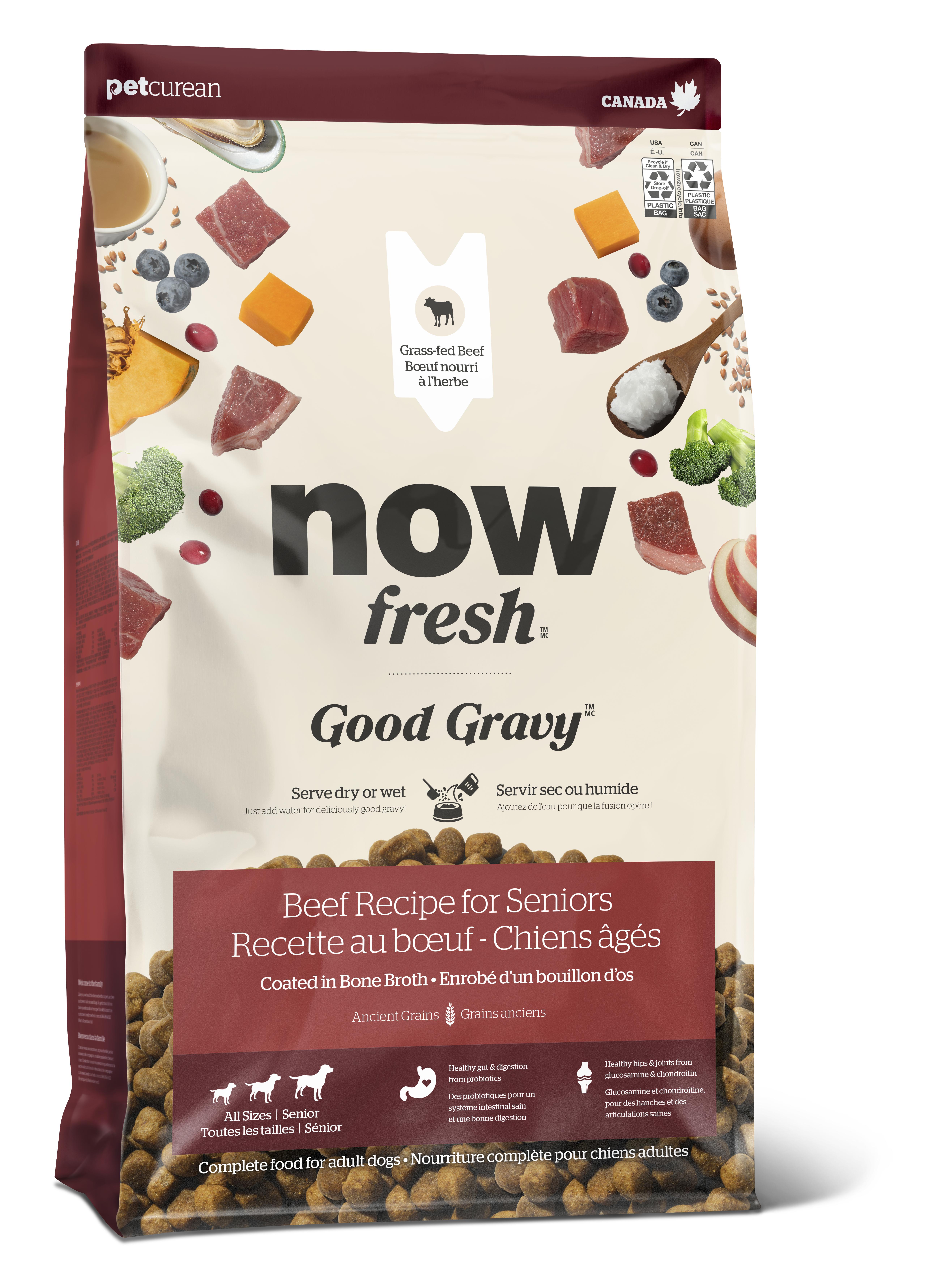 Now Fresh Good Gravy Beef Coated in Bone Broth with Ancient Grains Senior Dry Dog Food, 0.2-lb