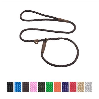 Mendota Pet Small Slip Solid Dog Leash, Dark Brown, 3/8-in x 6-ft