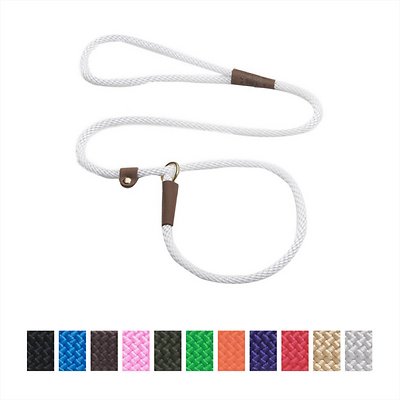 Mendota Pet Small Slip Solid Dog Leash, White, 3/8-in x 4-ft