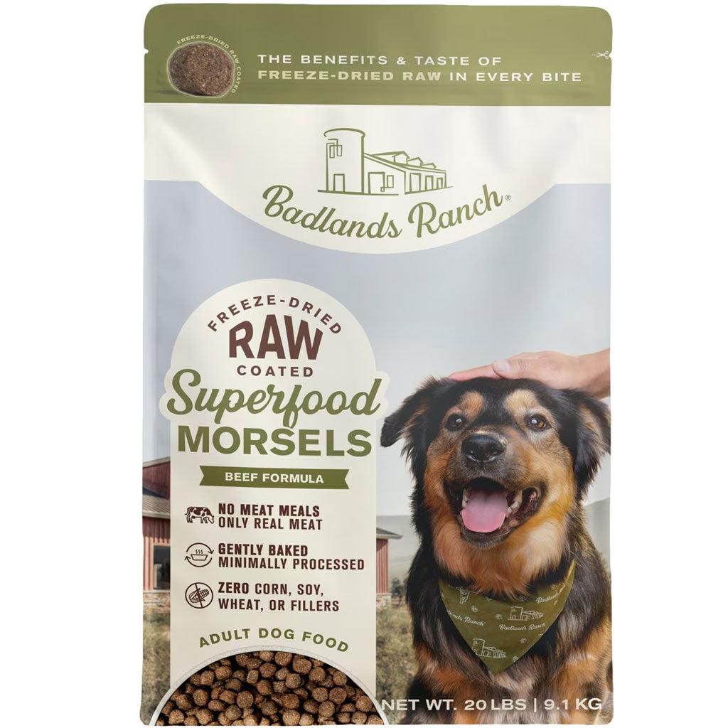 Badlands Ranch Superfood Raw Coated Morsels Beef Dry Dog Food, 20-lb