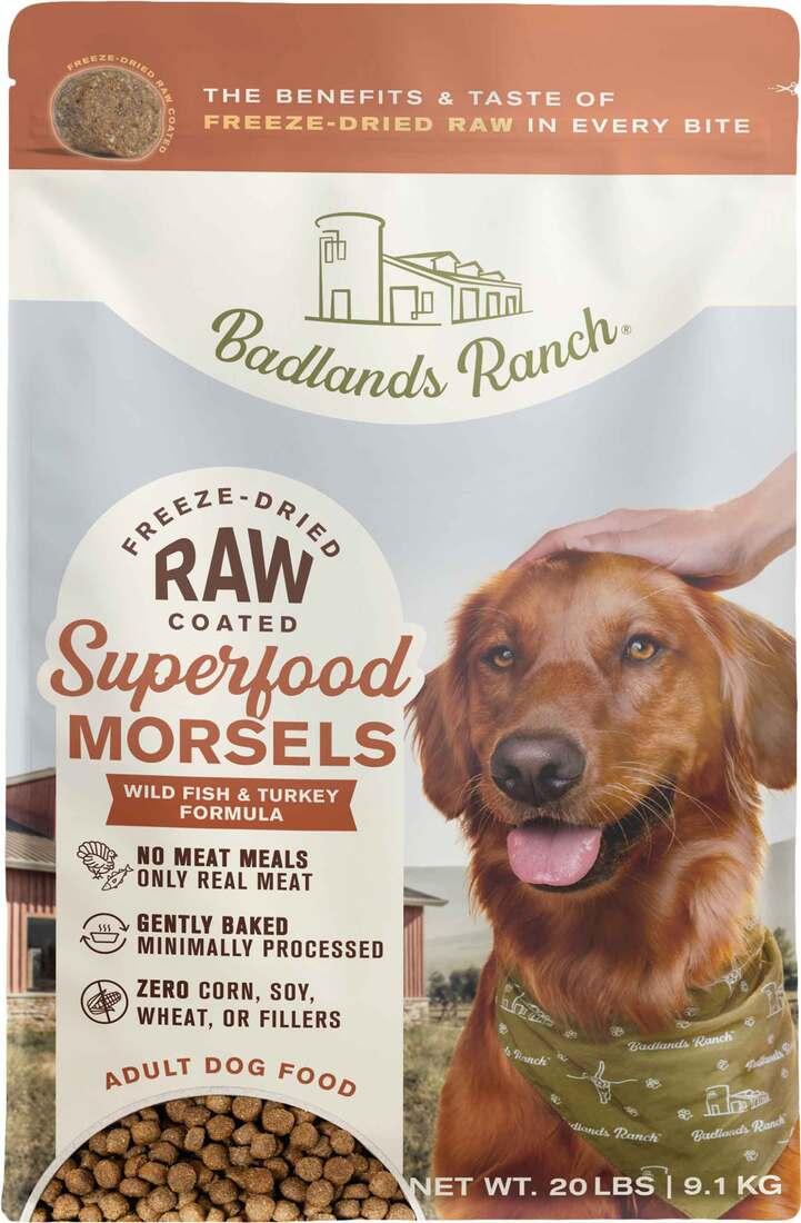 Badlands Ranch Superfood Raw Coated Morsels Wild Fish & Turkey Dry Dog Food, 20-lb