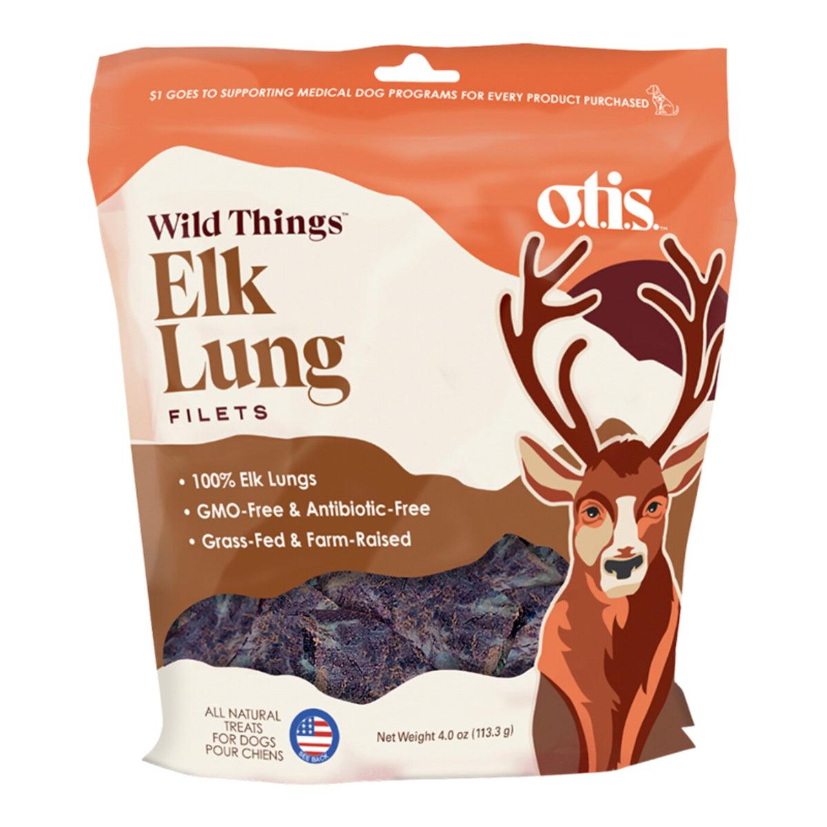 OTIS Wild Things Elk Lung Filets Dog Treats, 4-oz