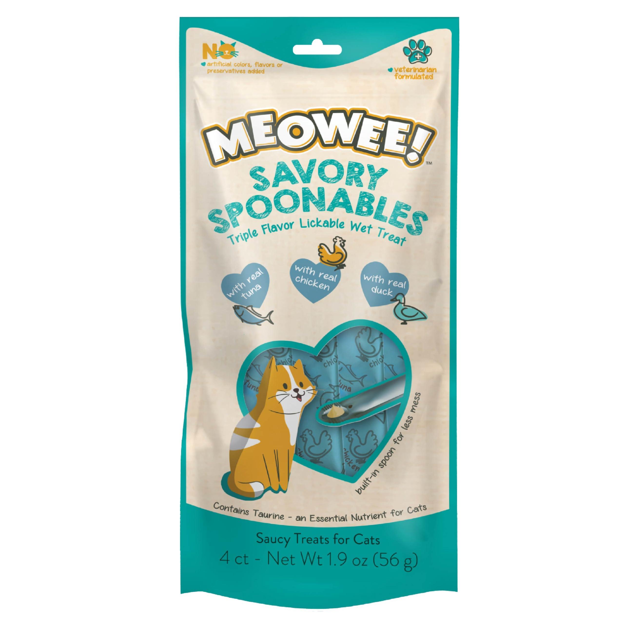 MEOWEE! Savory Spoonables Tuna, Chicken & Duck Cat Treats, 4-pk