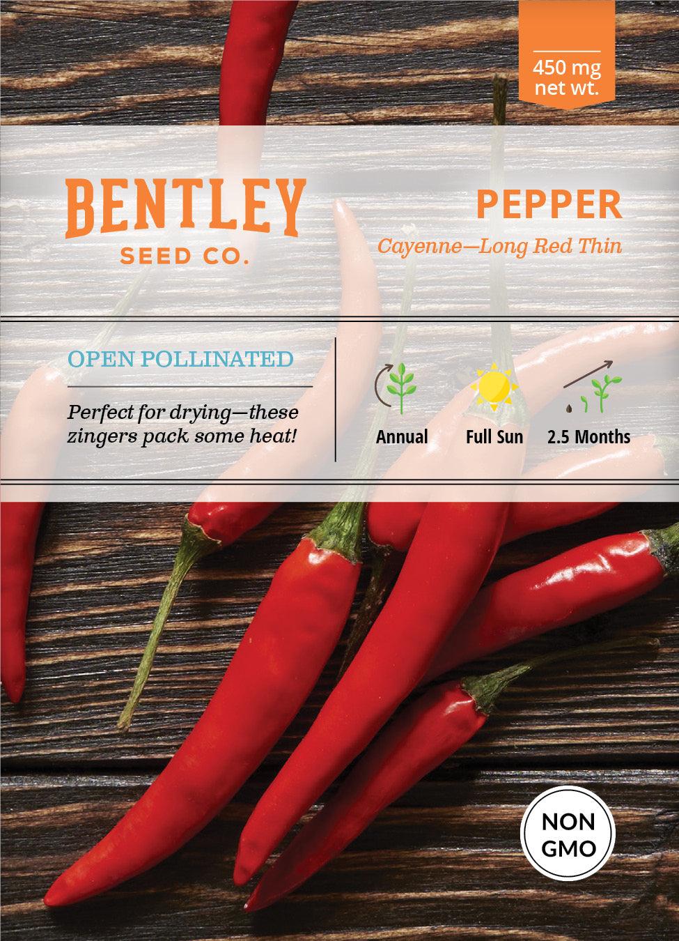 Bentley Seed Co. Pepper Long Red Cayenne Seed Packets, 450-mg