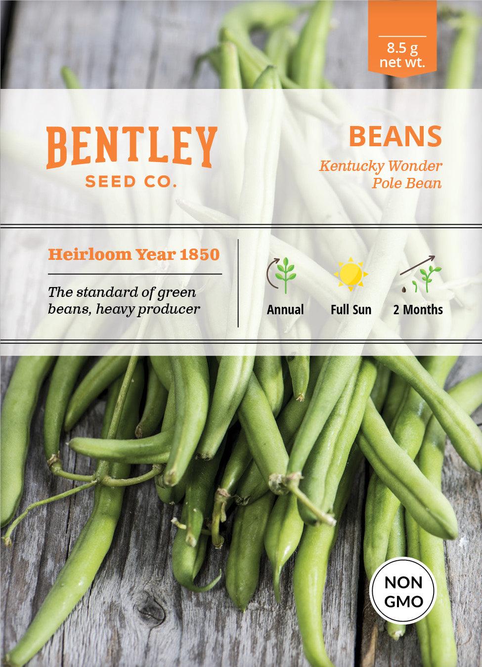 Bentley Seed Co. Beans Kentucky Wonder Pole Bean Seed Packets
