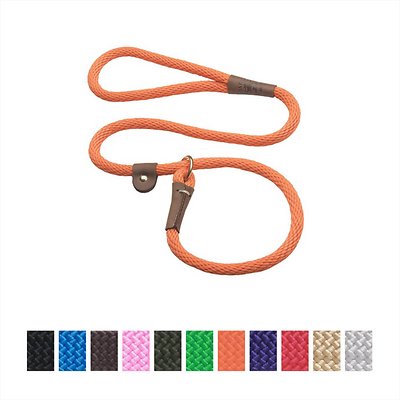 Mendota Pet Large Slip Solid Dog Leash, Orange, 1/2-in x 4-ft