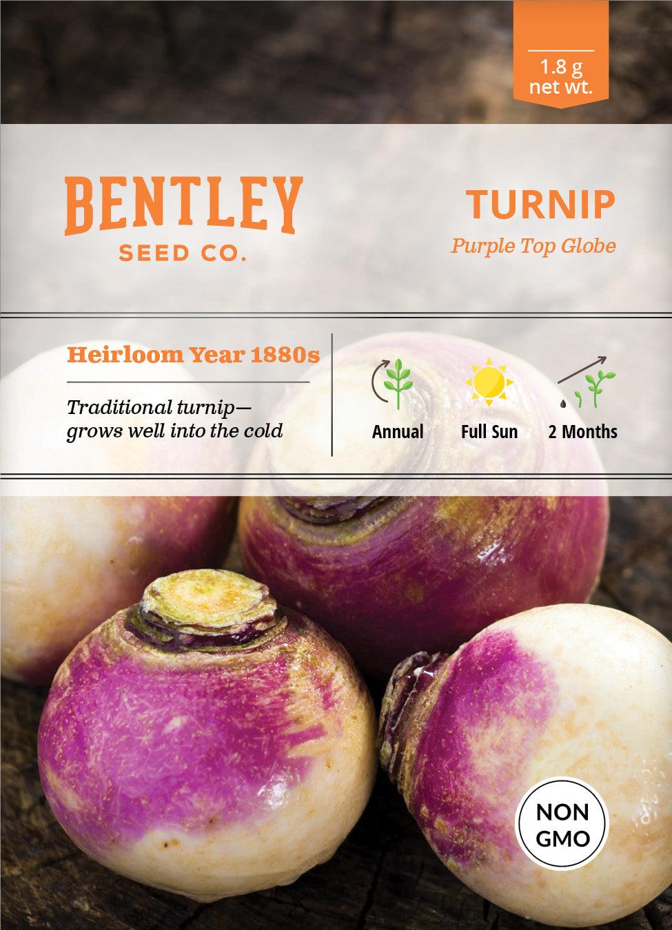 Bentley Seed Co. Turnip Purple Top Globe Seed Packets, 1.8-gram
