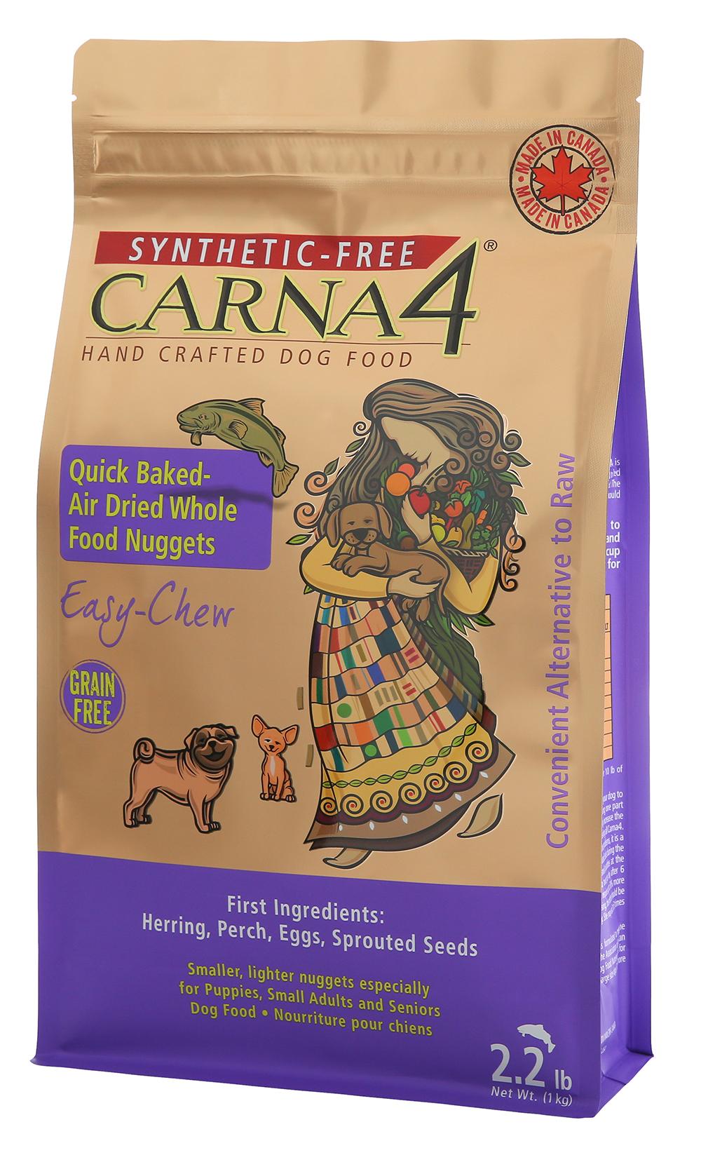 Carna4 Easy-Chew Fish Formula Quick-Baked Nuggets Air-Dried Dog Food, 100-gram