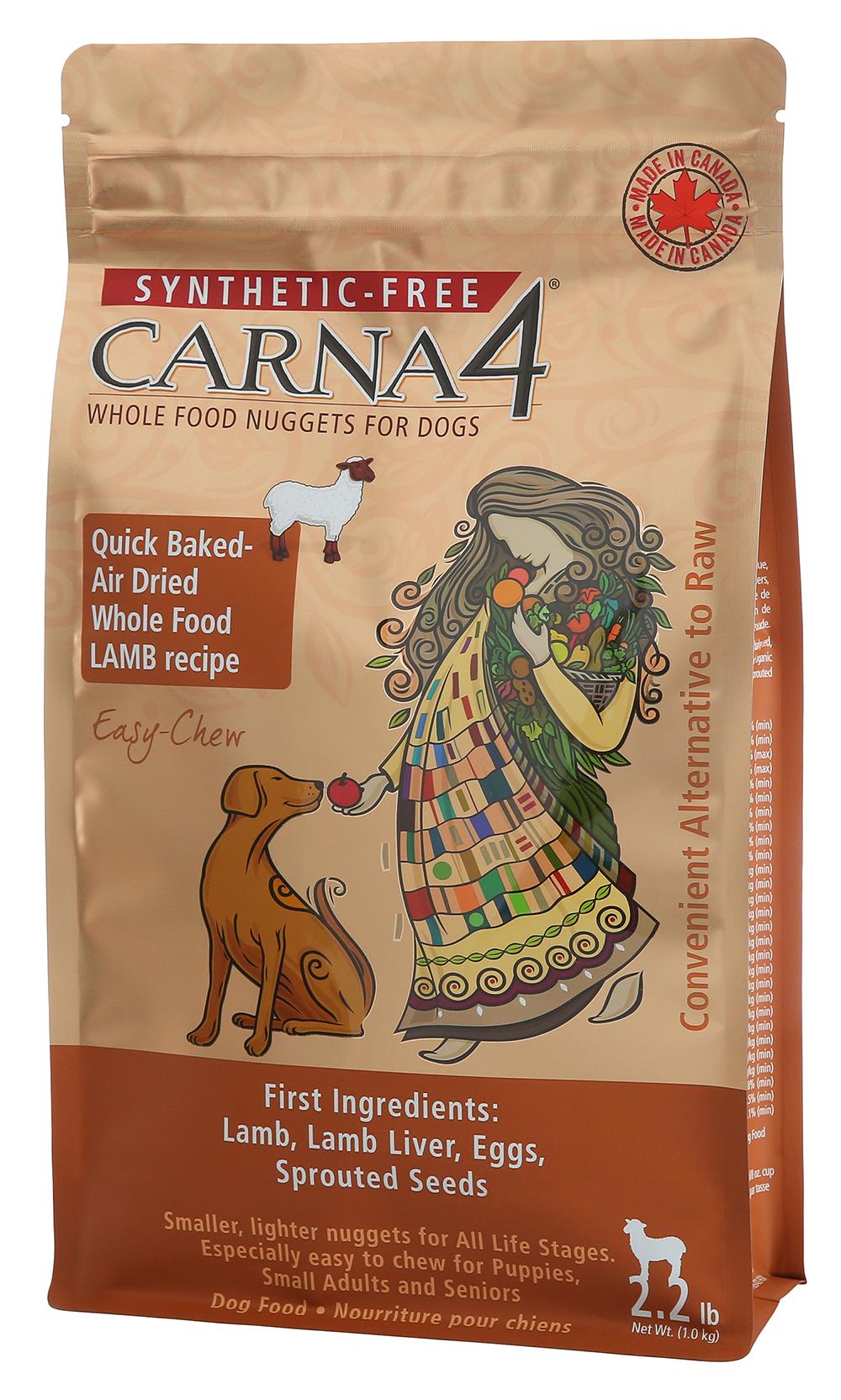 Carna4 Easy-Chew Lamb Formula Quick-Baked Nuggets Air-Dried Dog Food, 5-lb