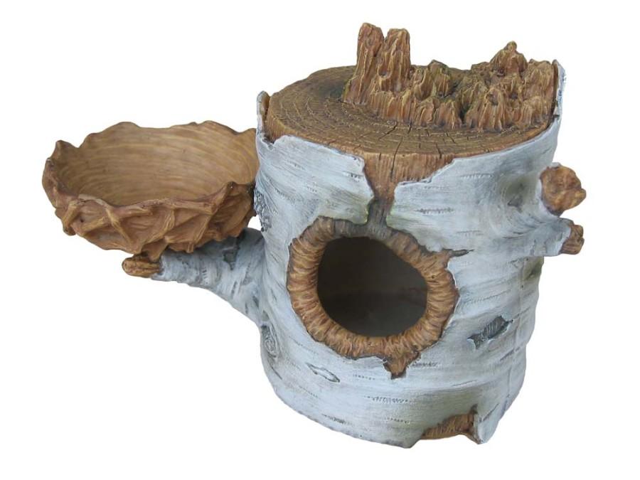 Weco Wecorama Sleepy Hallows Birch Den Lodge Oranament with Feeder for Terrariums