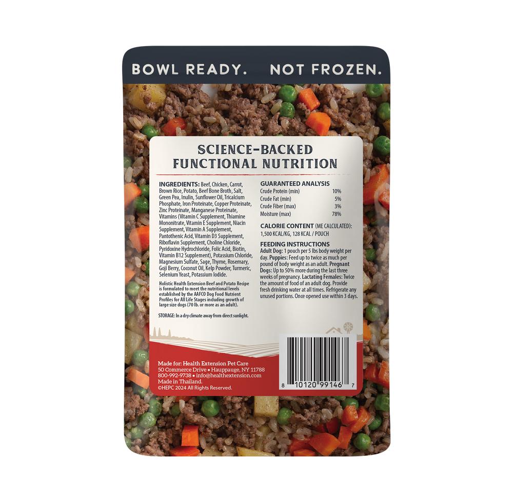 Health Extension Whole Foods Gently Cooked Beef & Potato Wet Dog Food Pouch, 3-oz