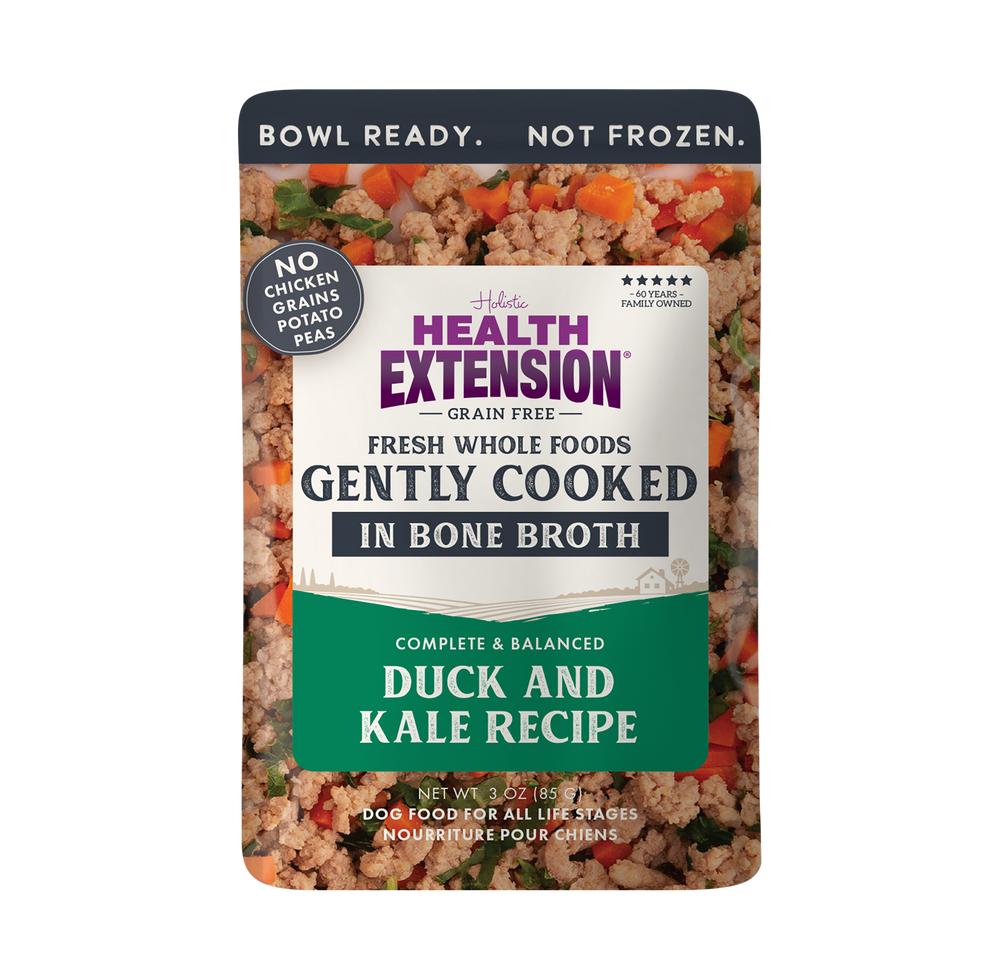 Health Extension Whole Foods Gently Cooked Duck & Kale Wet Dog Food Pouch, 3-oz