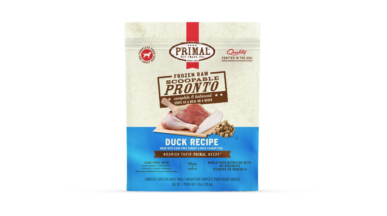 Primal Duck with Turkey & Fish Formula Scoopable Pronto Raw Frozen Dog Food