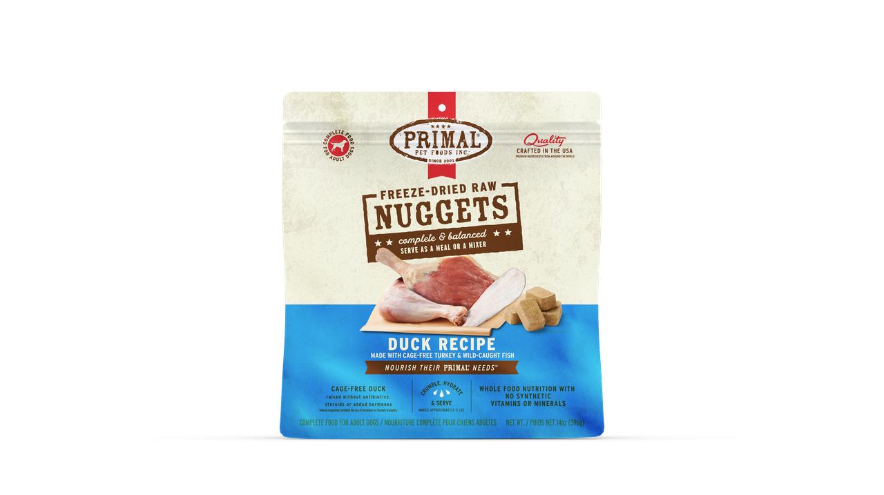 Primal Duck with Turkey & Fish Formula Nuggets Raw Freeze-Dried Dog Food, 14-oz