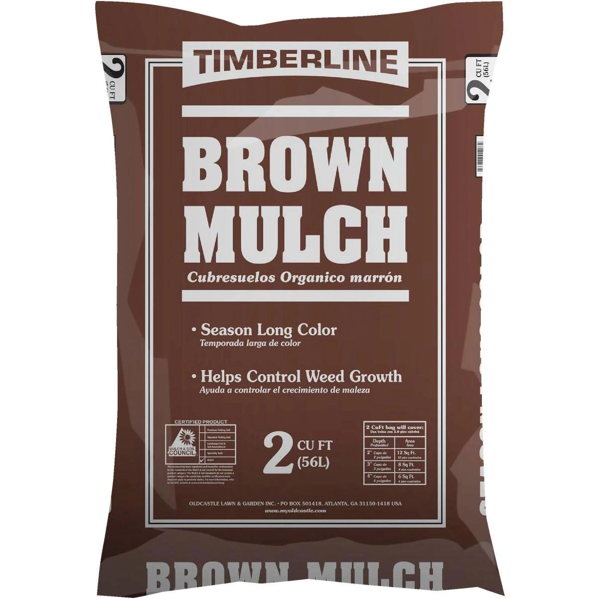 Timberline Shredded Brown Mulch, 2-cu ft