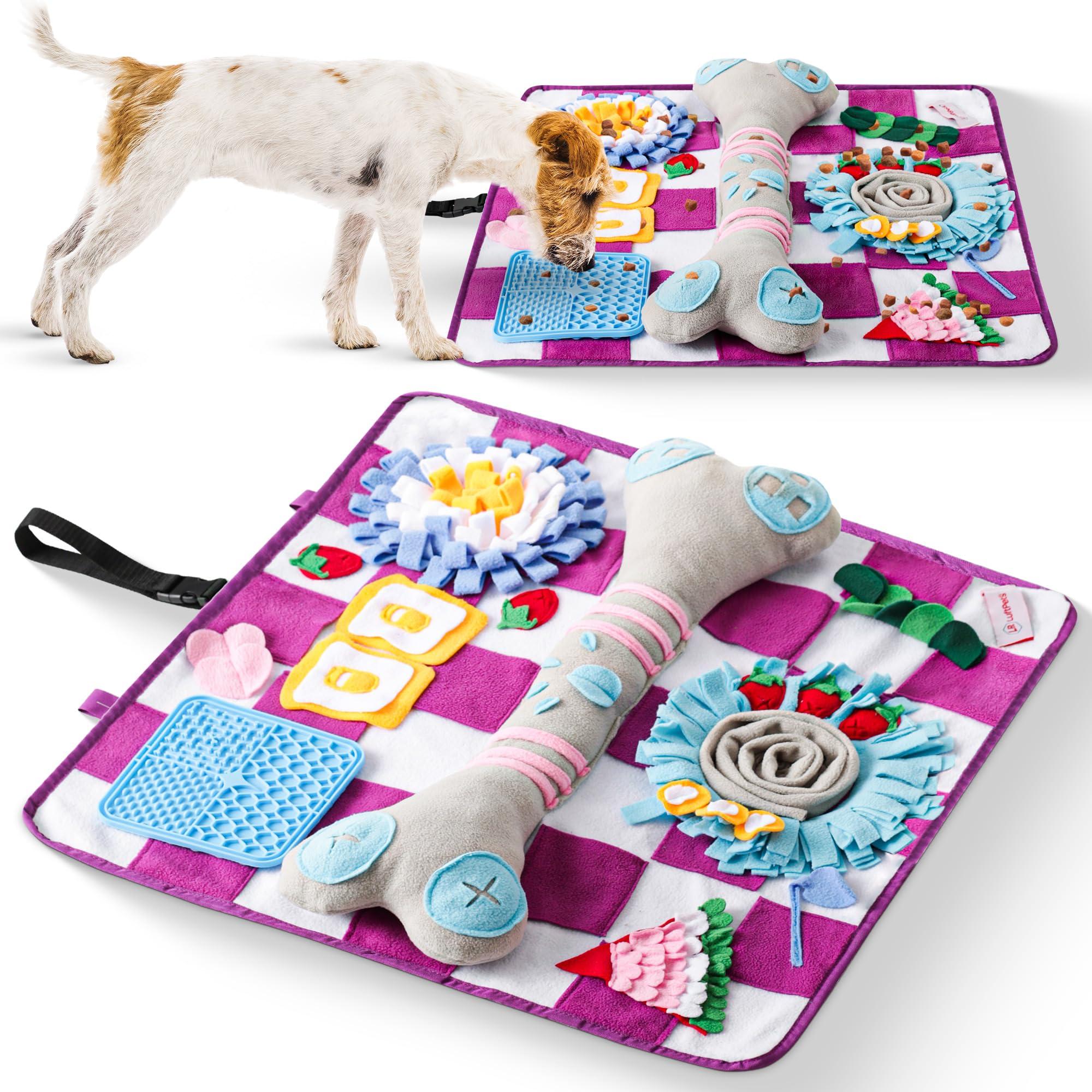 LuftPets Squeaky Bone Snuffle Mat Pet Toy, Purple Image