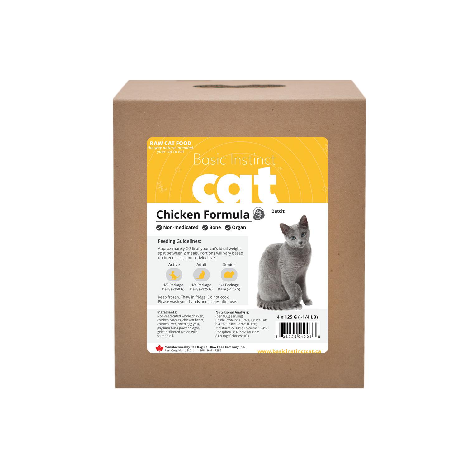 Red Dog Blue Kat Basic Instinct Raw Non-Medicated Chicken Frozen Cat Food