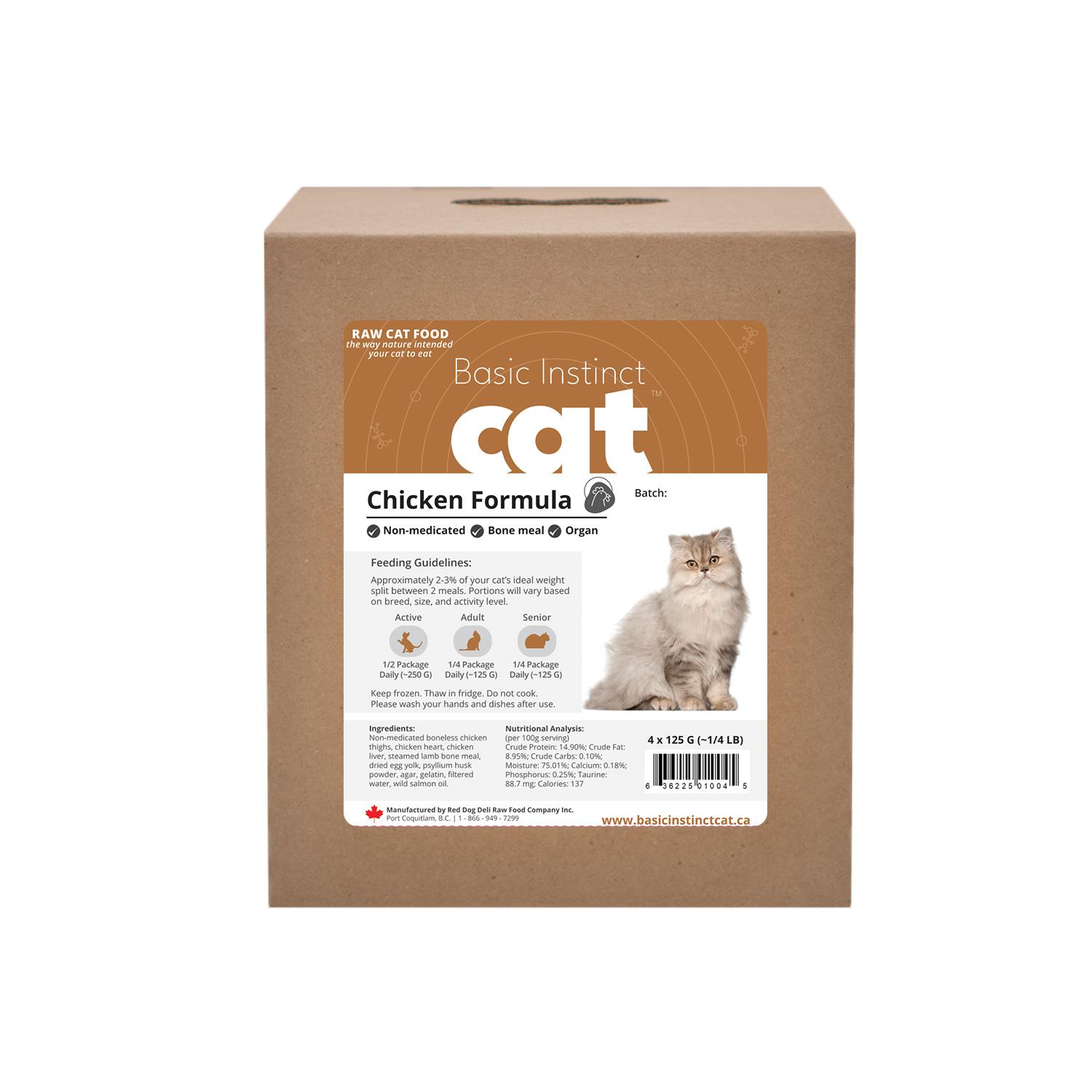 Red Dog Blue Kat Basic Instinct Raw Non-Medicated Boneless Chicken Frozen Cat Food