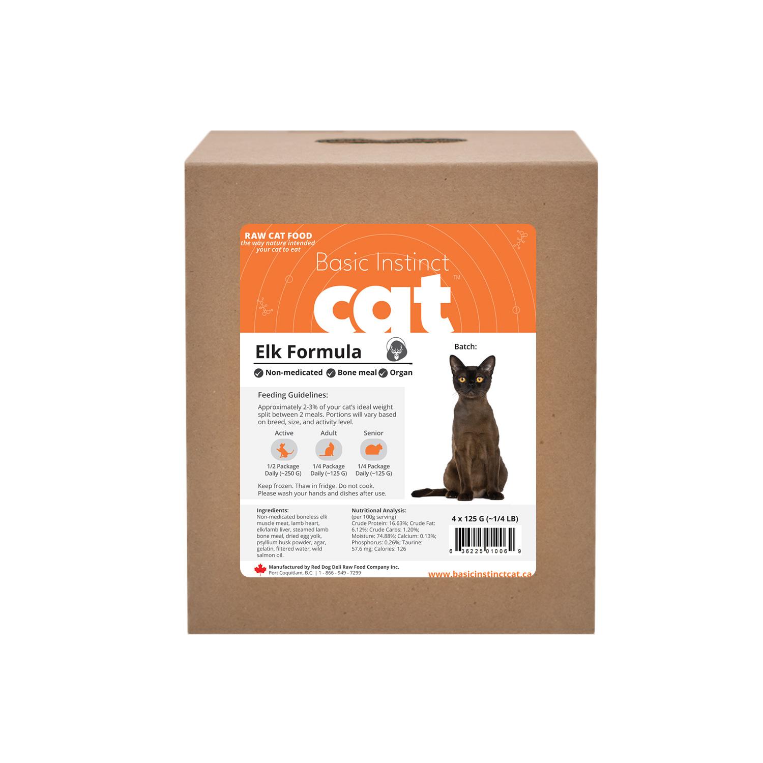 Red Dog Blue Kat Basic Instinct Raw Non-Medicated Elk Frozen Cat Food