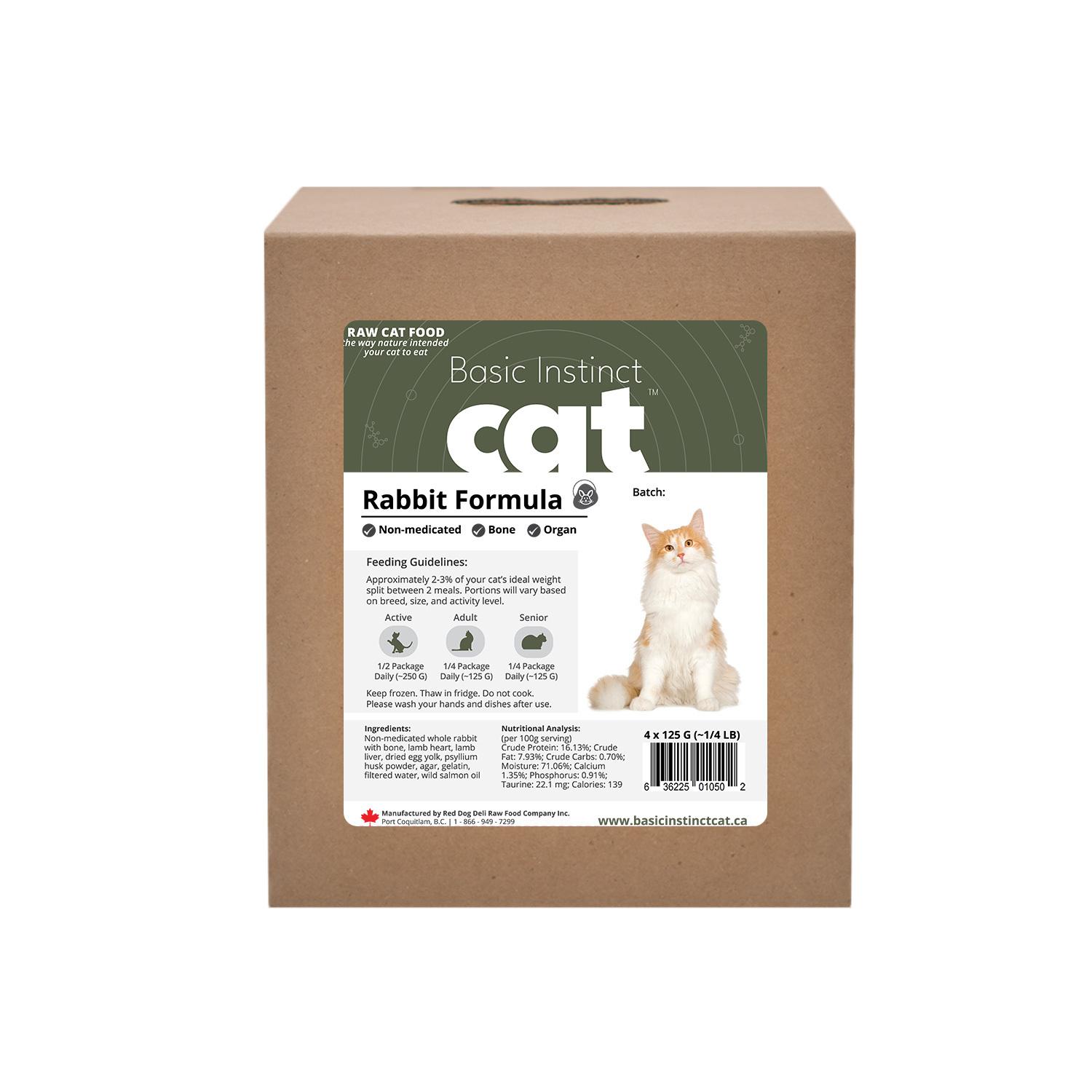Red Dog Blue Kat Basic Instinct Raw Non-Medicated Rabbit with Organ & Bone Frozen Cat Food