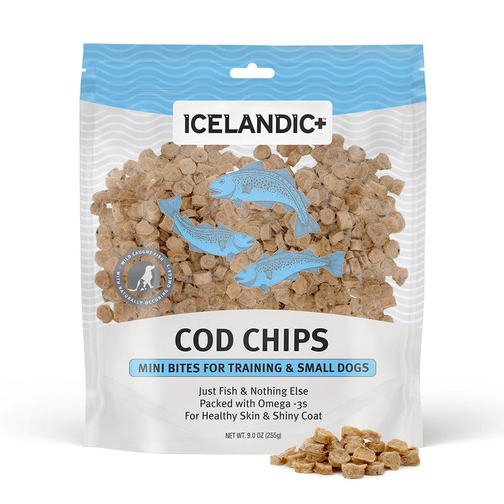 Icelandic+ Cod Mini Fish Chips Small Dog Treats, 9-oz