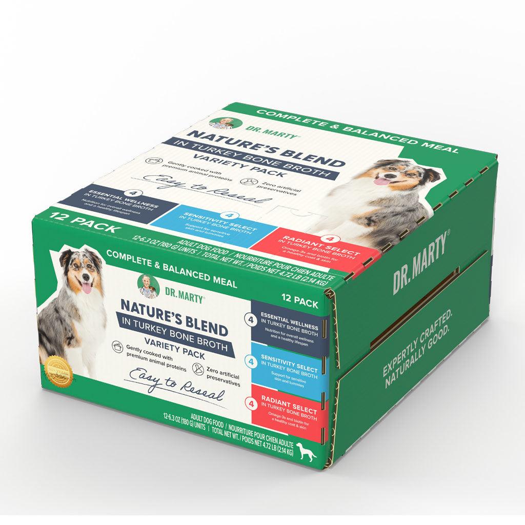 Dr. Marty Nature's Blend in Turkey Bone Broth Variety Pack Wet Dog Food Tetra Paks, 6.3-oz, 12-pk