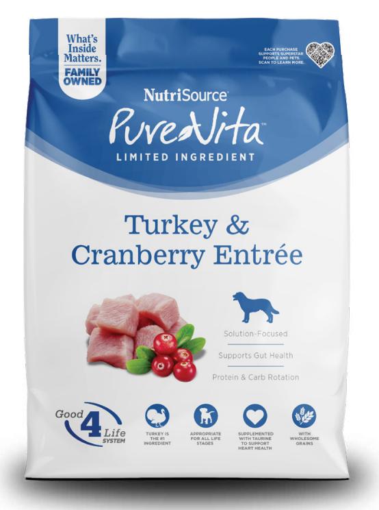 PureVita Limited Ingredient Turkey & Cranberry Entree Dry Dog Food, 12-lb