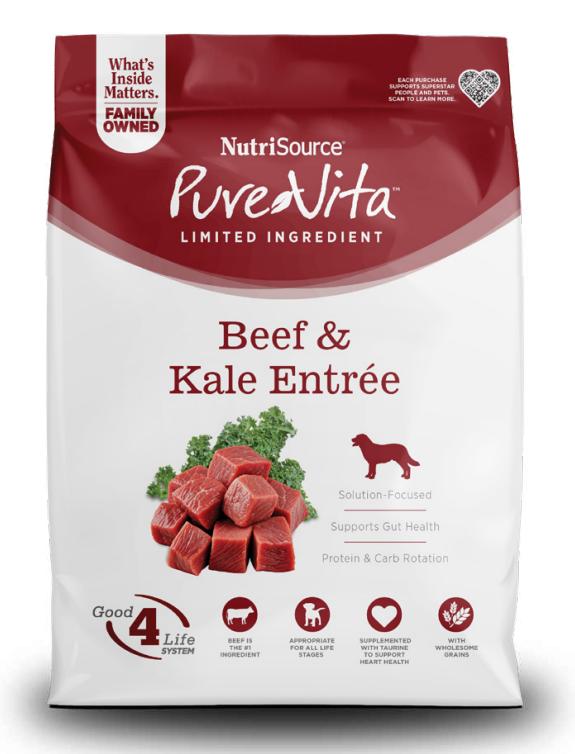 PureVita Limited Ingredient Beef & Kale Entree Dry Dog Food, 25-lb