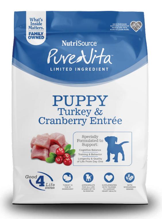 PureVita Limited Ingredient Turkey & Cranberry Puppy Dry Dog Food, 4-lb