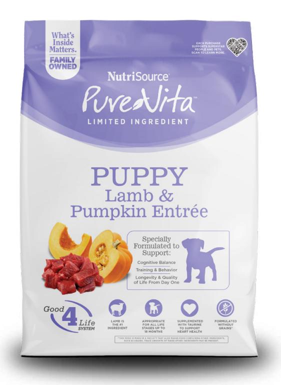 PureVita Limited Ingredient Lamb & Pumpkin Entree Puppy Grain-Free Dry Dog Food, 4-lb