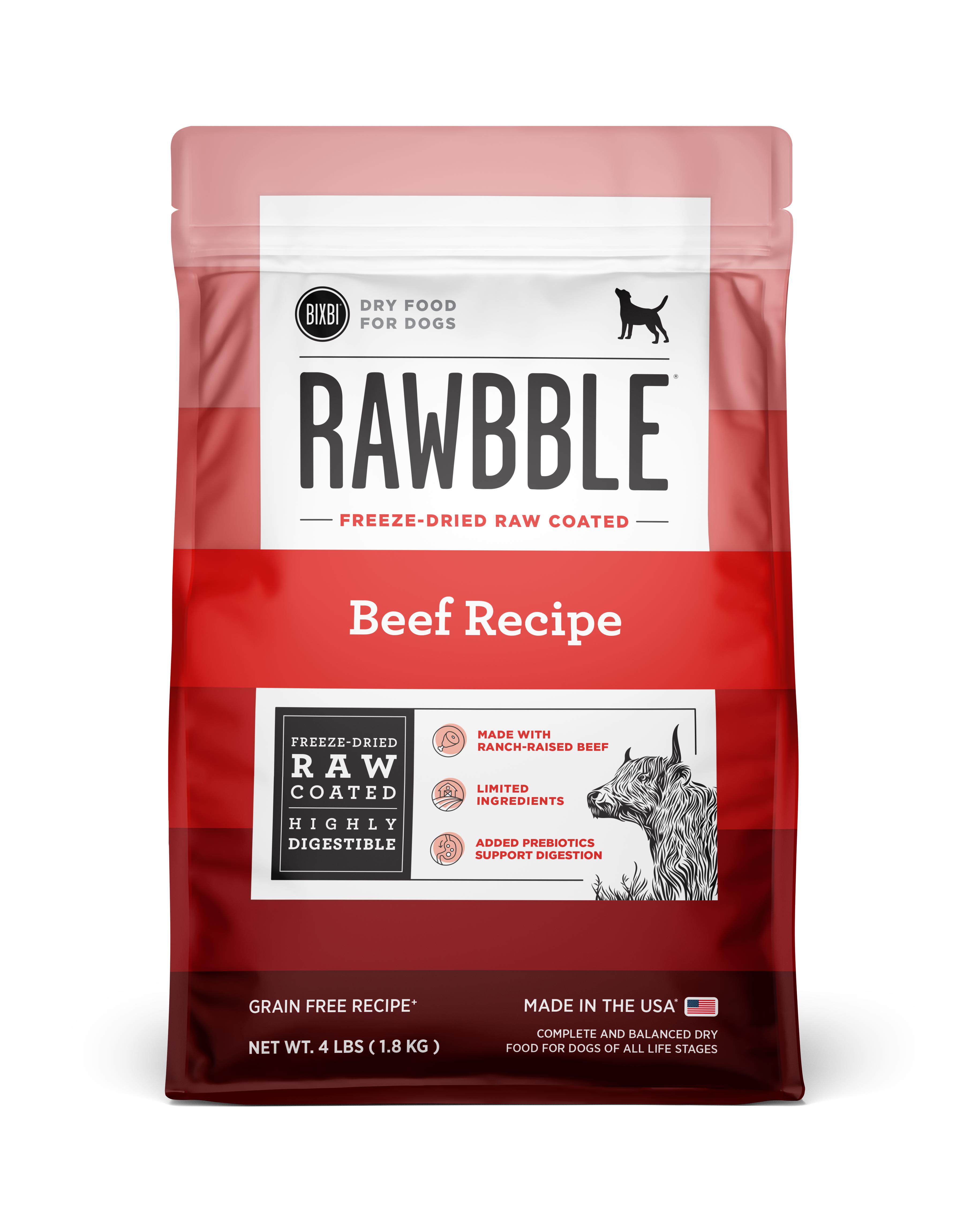 BIXBI Rawbble Beef Recipe Dry Dog Food, 4-lb
