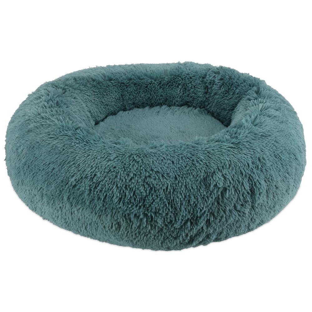 Arlee Shaggy Calming Donut Pet Bed, Blue, 36-in