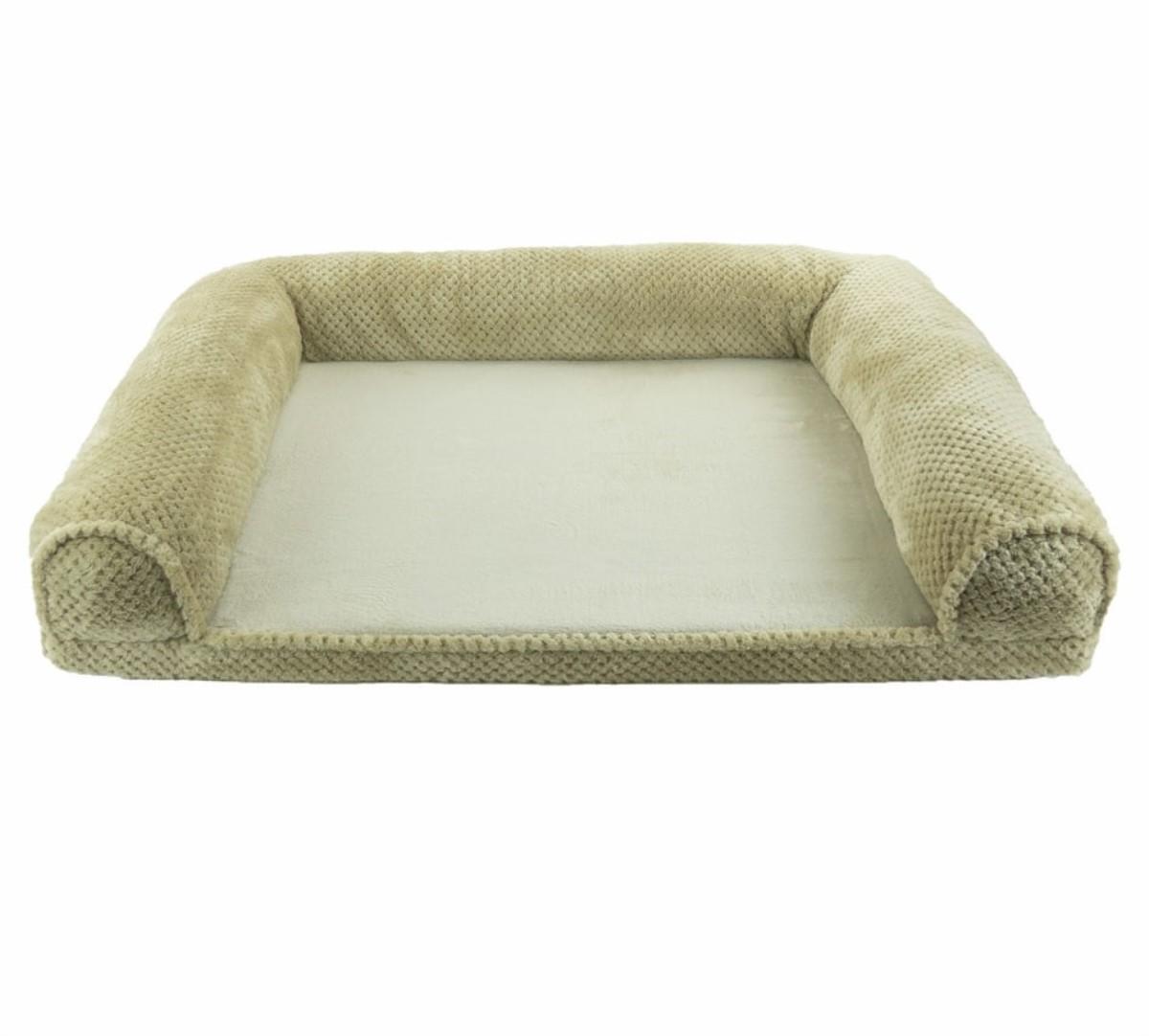 Arlee Rectangle Bolster Orthopedic Pet Bed, Tan