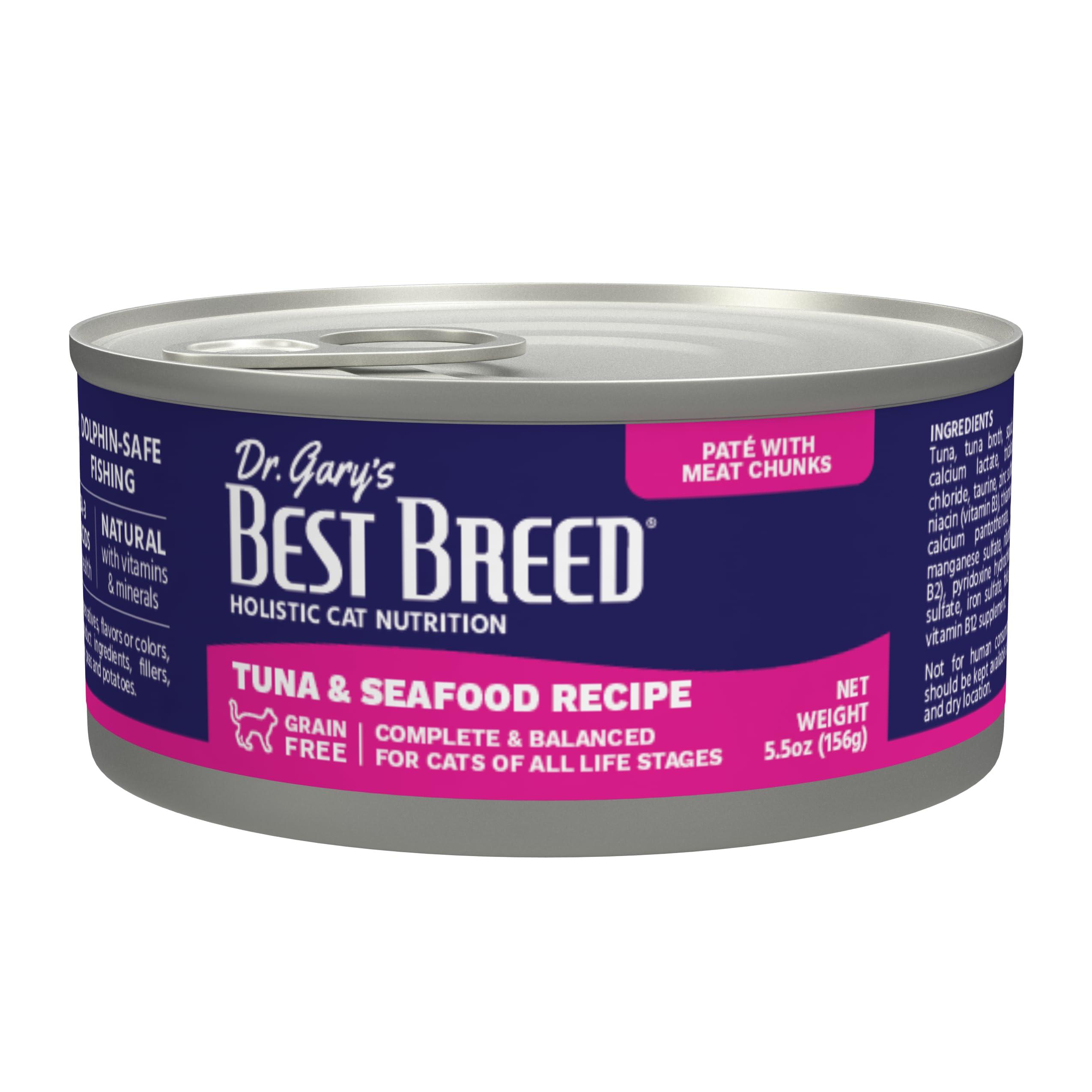 Dr. Gary's Best Breed Tuna & Seafood Recipe Wet Cat Food Can, 5.5-oz