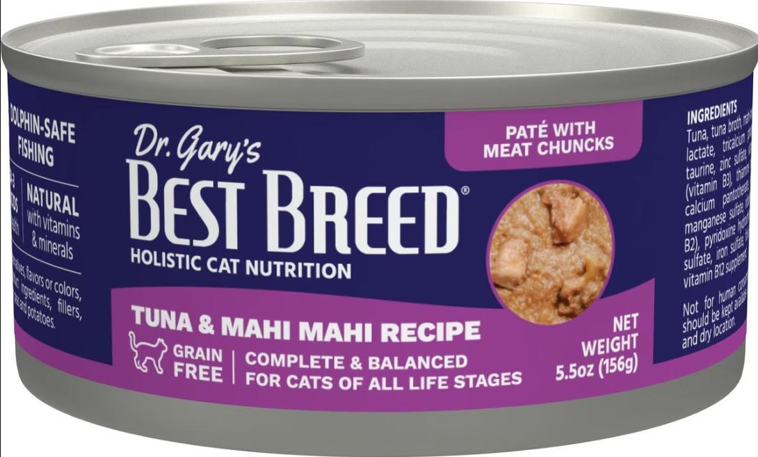 Dr. Gary's Best Breed Tuna & Mahi Mahi Recipe Wet Cat Food Can, 5.5-oz