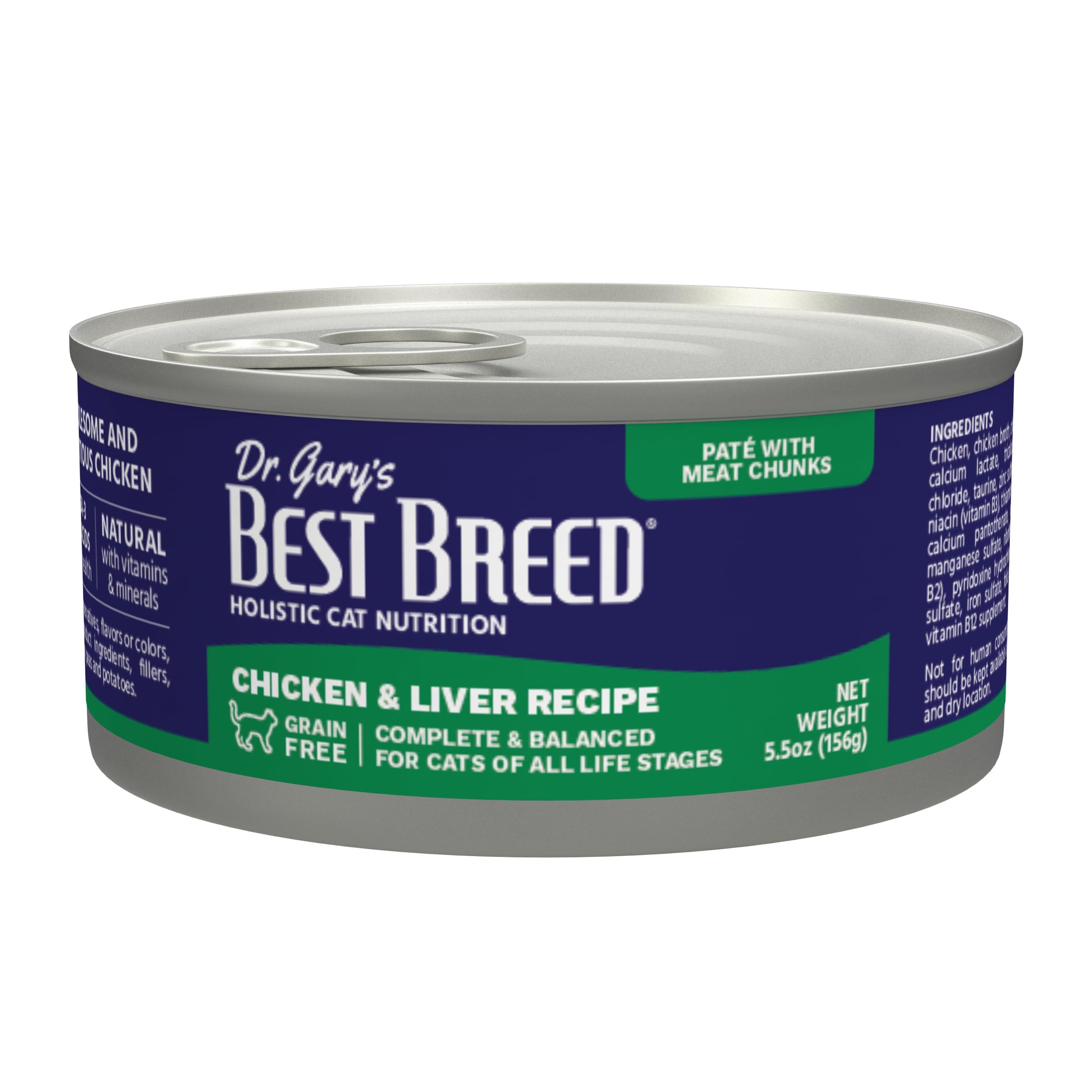 Dr. Gary's Best Breed Chicken & Liver Recipe Wet Cat Food Can, 5.5-oz